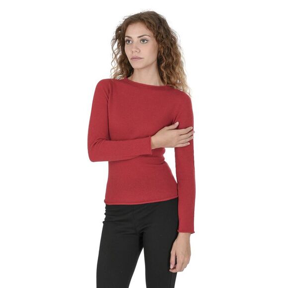 Crown of Edinburgh Cashmere Cashmere Sweater Long Sleeve Pullover Women Red - Picture 1 of 7